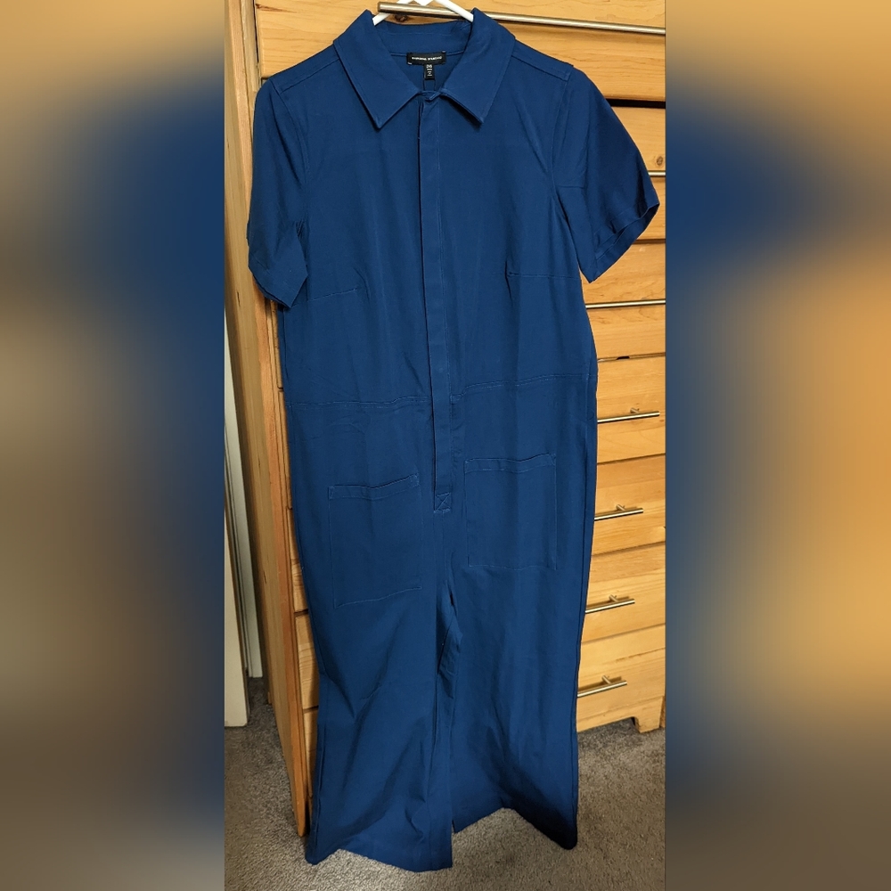 Universal Standard stretch cotton twill jumpsuit navy xxs